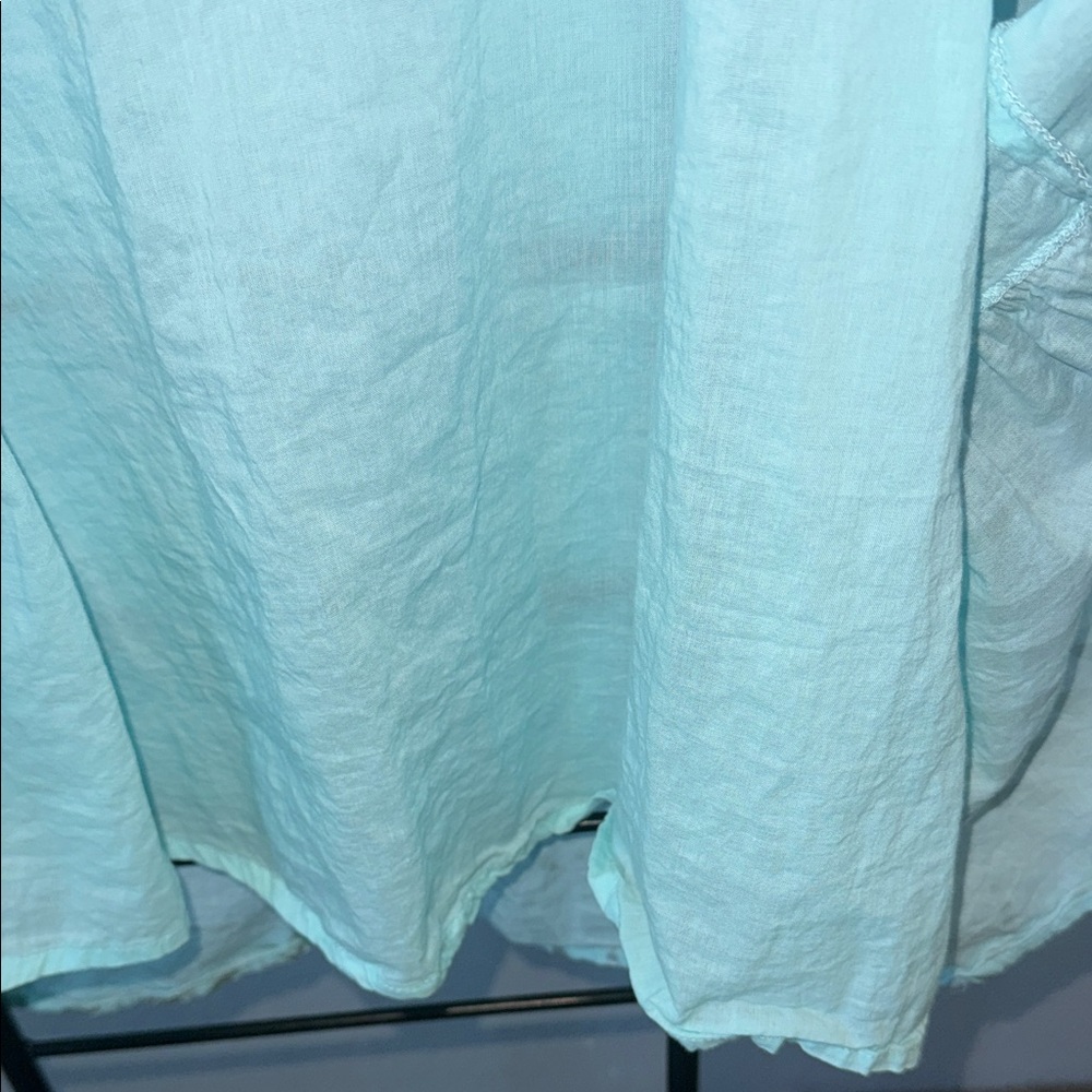 Sunny Oceans Light Aqua Foil Leaf Tiered Tunic Dress🌴🌸 - Picture 5 of 10